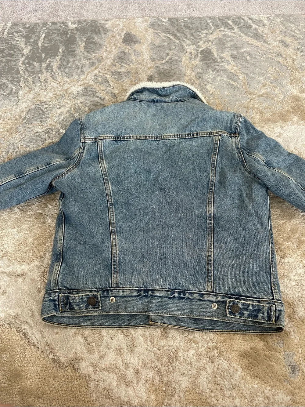 Levi's Light Blue Denim Sherpa Jacket with Cream Collar
